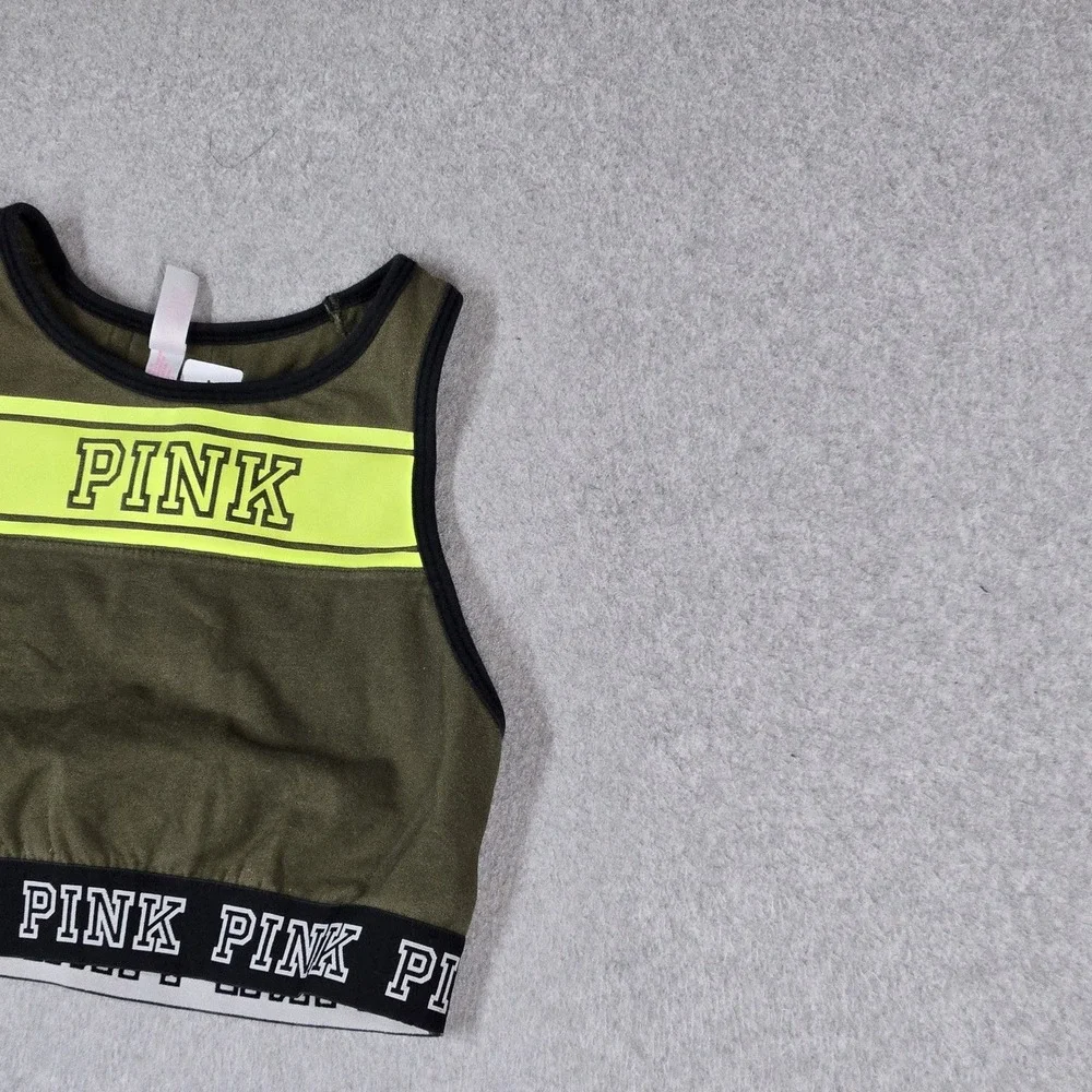 Victoria's Secret PINK Women Sports Bra Medium Olive Crop Wireless